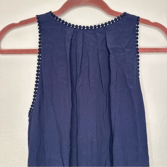 Anthropologie Maeve Shift Dress Sleeveless Navy Blue Sequin Fringe Trim Size 0 - Picture 9 of 13